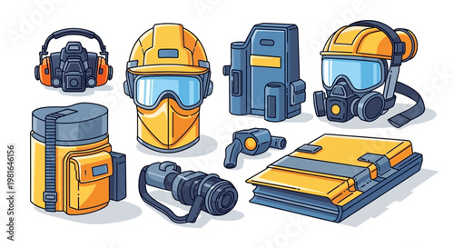 Industrial Safety Equipment: Helmets, Respirators, Gear Set