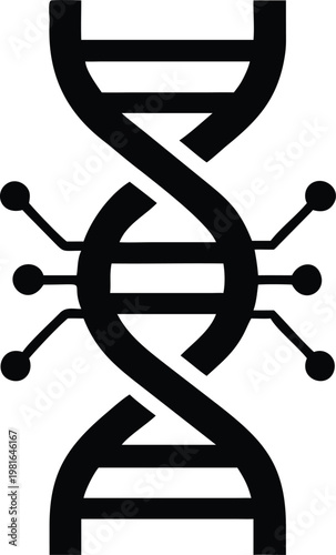 Black dna double helix with white background biology genetics