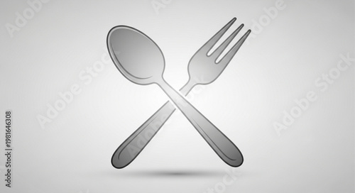Crossed Spoon and Fork - Elegant Dining Utensils Illustration.