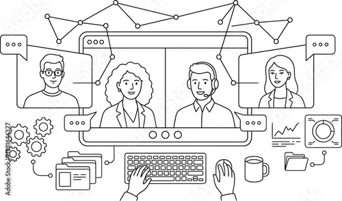 Remote team collaboration and communication via conferencing and digital tools