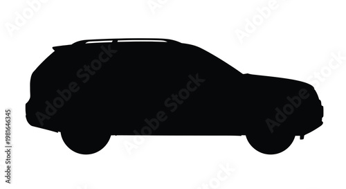 Black silhouette of a modern sport utility vehicle side profile