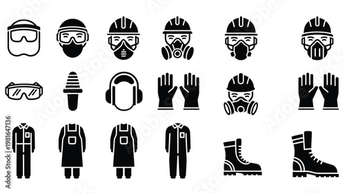 Personal protective equipment and safety gear for construction workers.