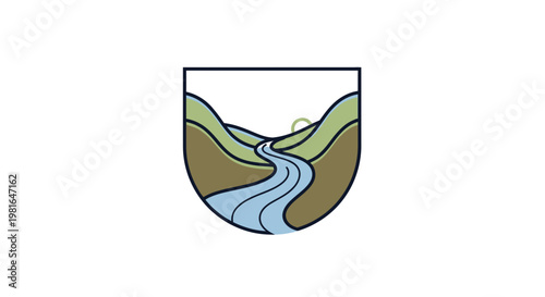 Scenic River Valley Landscape with Rolling Hills and Clear Water