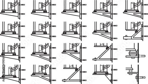 A technical diagram showcases various supporting bracket designs, providing a clear visual representation of engineering and architectural elements.