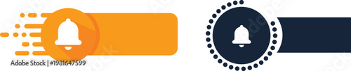 Vector art of notification icons with bell symbol in orange and dark blue colors