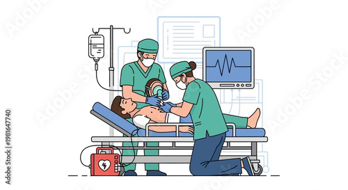 Medical Emergency: Doctors Perform CPR on Patient in Hospital