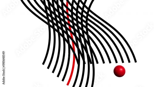 Abstract particle generating a wave structure isolated on white background