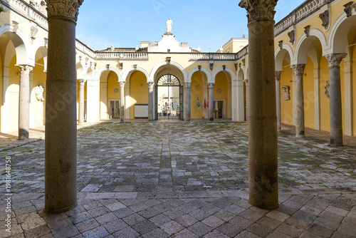 The entrance courtyard of the cathedral dedicated to Saint Mary in Capua, Italy.