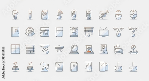 Collection of Minimalist Line Art Icons Representing Various Objects and Concepts.
