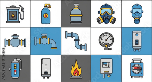 Collection of Plumbing and Gas Related Icons.