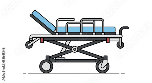 Medical Stretcher Gurney Bed on Wheels, Hospital Transport Equipment
