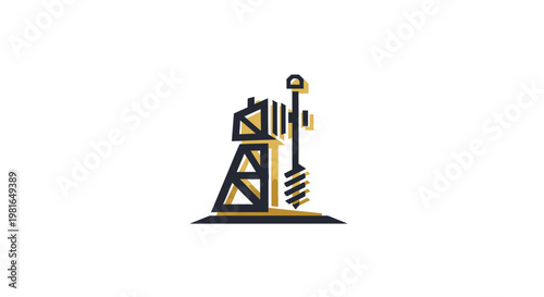 Oil Derrick Silhouette - Energy Industry Symbol
