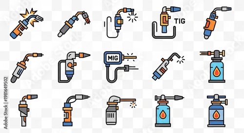 Collection of Welding Torches and Cutting Tools Illustrations.