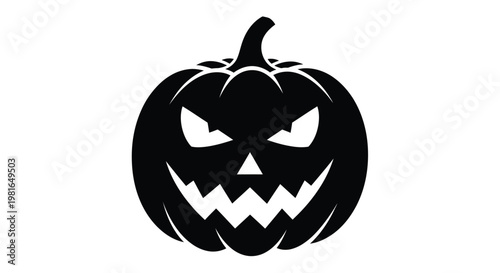 Scary jack o lantern pumpkin silhouette for festive halloween holiday party decoration graphic design print media projects