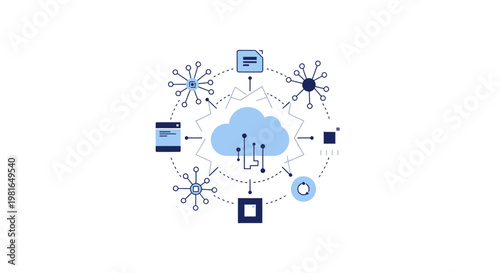 Network Connectivity Concept with Cloud Technology and Data Transfer