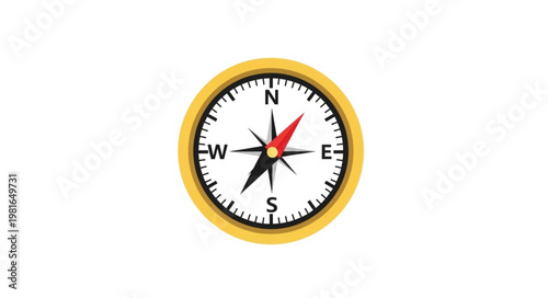 Compass with Needle Pointing North, a Navigational Tool.