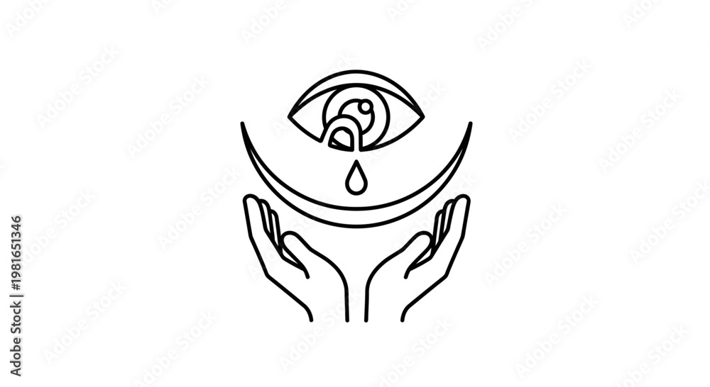 Obraz premium Caring Hands Holding a Crying Eye Symbolizing Empathy and Support