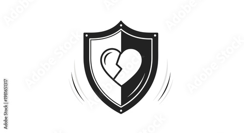 Broken Heart Shield Icon: Protection Failure, Emotional Vulnerability, Relationship Crisis