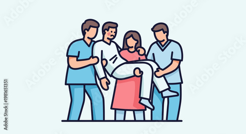 Medical Team Carrying Injured Patient