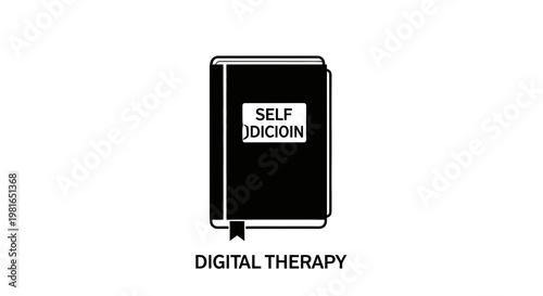 Digital Therapy Book Icon with Self-Help Label