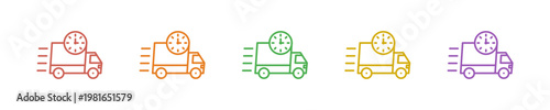 Fast Delivery Icon Set Multiple Style Collection. Vector Illustration Concept Designed In Line Colorful Style