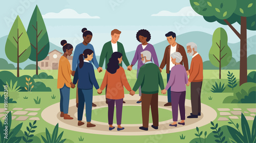 People gather for National Day of Prayer in serene park surroundings