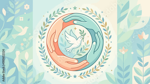 People observe National Day of Prayer with hands holding dove