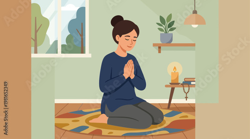 A woman participates in the National Day of Prayer at home.