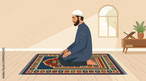 Man Observes National Day of Prayer in Serene Room Setting