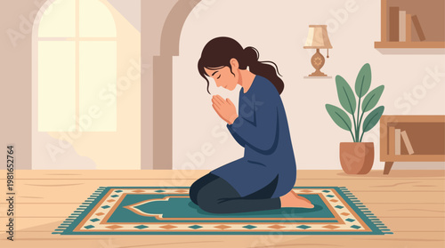 Woman Participates National Day of Prayer in Serene Home Environment