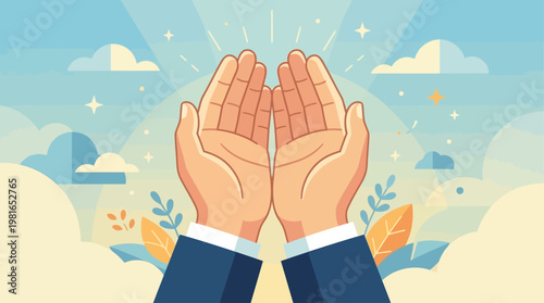 People observe National Day of Prayer with clasped hands outdoors