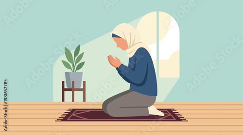 Woman Participates in National Day of Prayer at Home with Plants