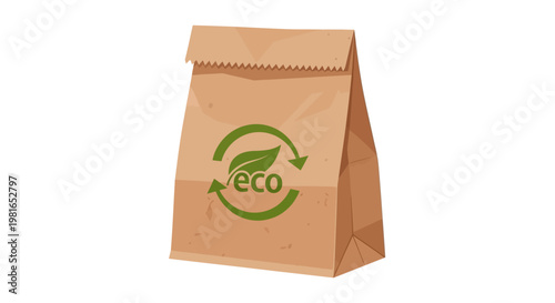 Eco friendly brown paper lunch bag.