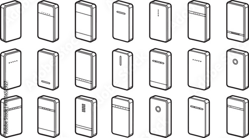 Illustrative array of modern power banks, each portraying unique design characteristics.