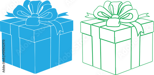 Two gift boxes with ribbons