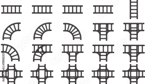 An array of minimalist ladder icons presents a variety of designs, each suggesting different paths and directions with a touch of geometric simplicity.