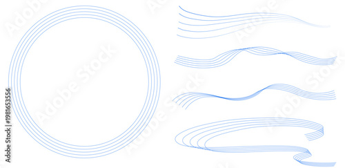 シンプルな飾り枠線・ラインのイラストセット（波線、波模様、五線譜）