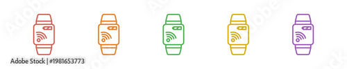 Smartwatch Icon Set Multiple Style Collection. Vector Illustration Concept Designed In Line Colorful Style