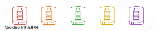 Power Bank Icon Set Multiple Style Collection. Vector Illustration Concept Designed In Line Colorful Style