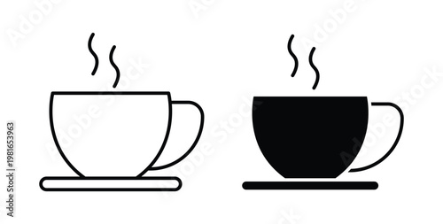 Coffee icon pack flat black, Editable line icons