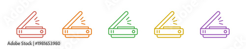 Scanner Icon Set Multiple Style Collection. Vector Illustration Concept Designed In Line Colorful Style