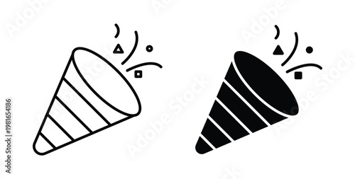 Confetti icon pack flat black, Editable line icons