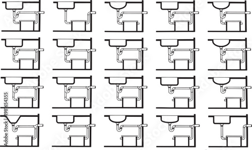 An array of meticulously crafted plumbing designs showcasing the intricate layout and functionality of various systems in a clean and organized manner.