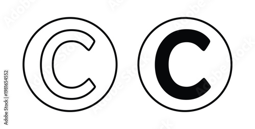 Copyright icon pack flat black, Editable line icons