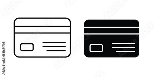 Credit card icon pack flat black, Editable line icons