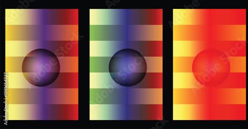 Abstract gradient panels with central oval shapes