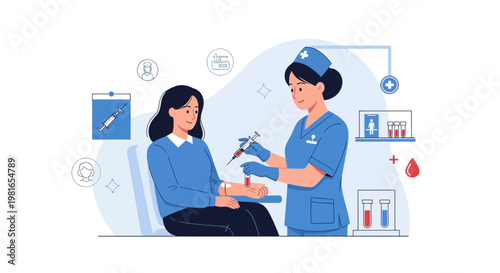 Nurse drawing blood from patient for medical test, healthcare concept