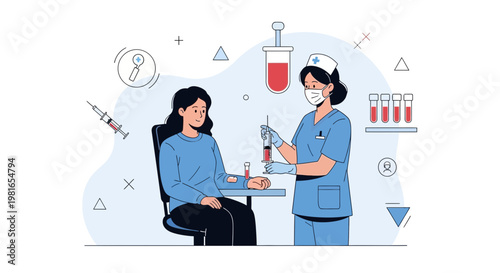 Nurse drawing blood from patient's arm for medical test, healthcare concept