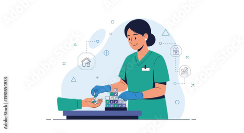 Nurse giving pills to patient, healthcare concept, medical assistance, pharmacy, prescription drugs