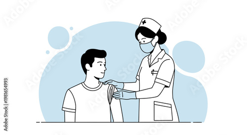 Nurse giving vaccination to a man, medical concept, healthcare, prevention